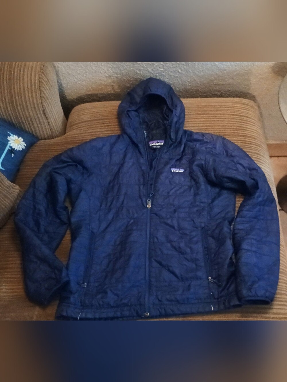 Patagonia Men's Navy Hooded Puffer Jacket